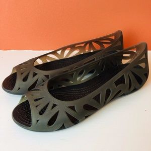 CROCS Adrina Flats Ballet Jelly Brown Womens Sz 9